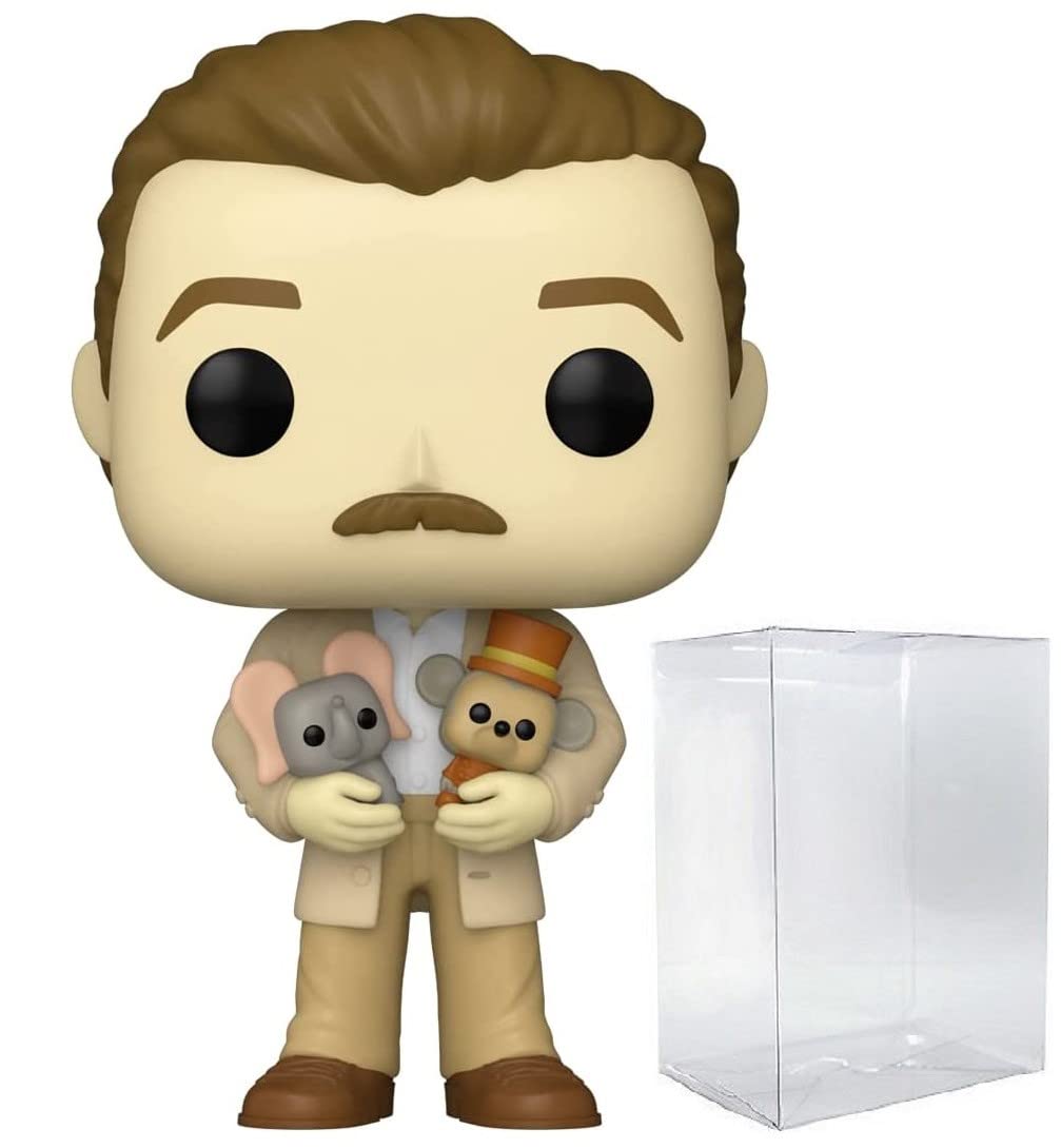 POPIcons: Disney 100 - Walt Disney with Dumbo and Timothy Funko Vinyl Figure (Bundled with Compatible Box Protector Case), Multicolor, 3.75 inches
