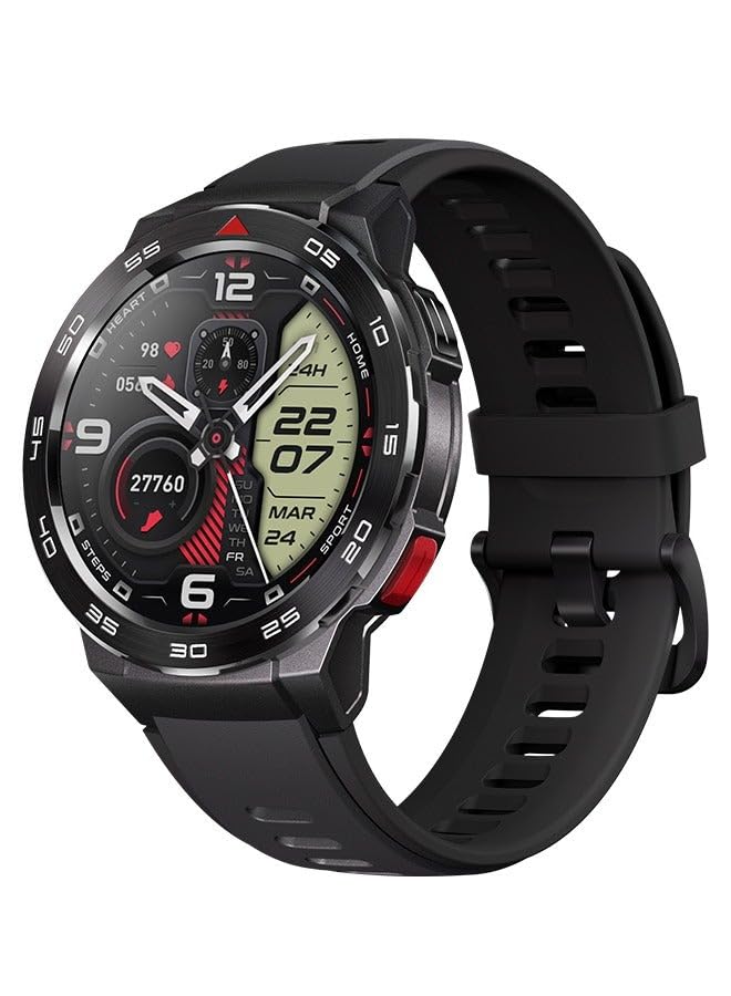 REBENUO Smart Watch GS Pro (Black) - 1.43" Amoled Display, Bluetooth Calling, 20 Day Battery Life, 5ATM Waterproof, GPS Positioning, 105 Sports Modes, Heart Rate Monitoring, Sporty Style Strap
