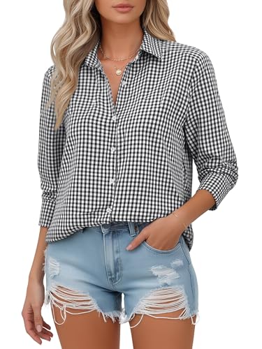 Image of Soft Wrinkle-Free Button Down Stretch Shirts for Women, Breathable Moisture-Wicking Casual Work Dress Tops
