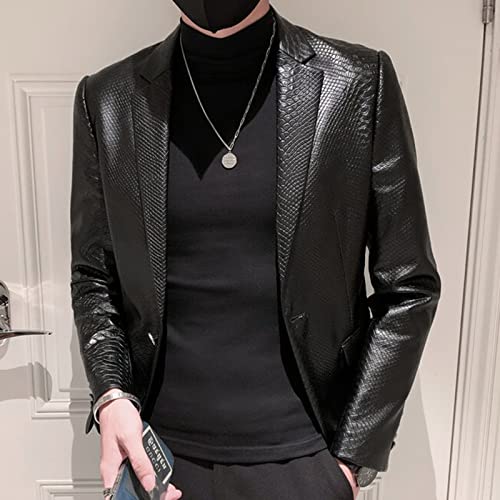 Leather Blazer for Men - Casual Mens Dress Jacket Fashion Motorcycle Biker Jacket PU Leather Sports Coat and Jackets2