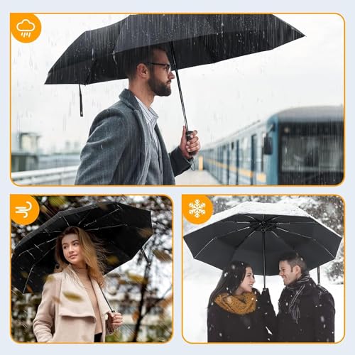 Image of G4Free Portable Auto Travel Umbrella - Windproof for Rain, Strong for Wind, Auto Open Close Button, Perfect for Car, Men & Women (Blue)