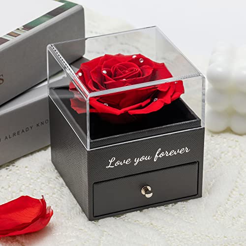 Preserved Real Rose With Necklace Set -Eternal Rose Flower Gifts For Mom From Daughter/Son On Mothers Day Christmas Birthday Bonus Mom Gifts Birthday Gifts For Women Anniversary Romantic Gifts For Her #TOP3