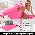 4Monster Camping Towels Super Absorbent, Fast Drying Microfiber Travel Towel, Quick Dry Ultra Soft Compact Gym Towel for Swimming Beach Hiking Yoga Travel Sports Backpack (20.00" x 12.00", Rose) - Image 4