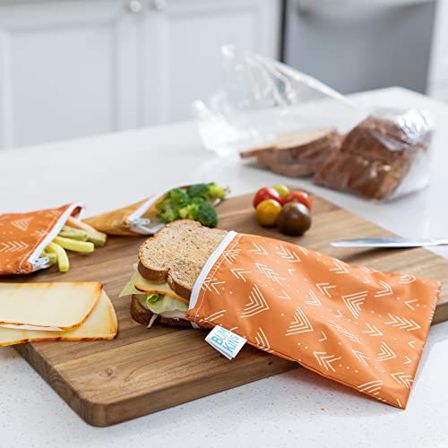 Bumkins Reusable Sandwich And Snack Bags, For Kids Lunch Bags And For Adults, Washable Fabric, Cloth Zip Bag, Dishwasher-Safe, Food-Safe, Safety Tested, Fits A Bagel #TOP3