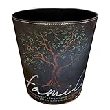 Scakbyer 10L/2.64 Gallon PU Leather Decorative Trash Can Waterproof Wastebasket Paper Basket Garbage Bin for Home Office Bathroom - Retro Tree