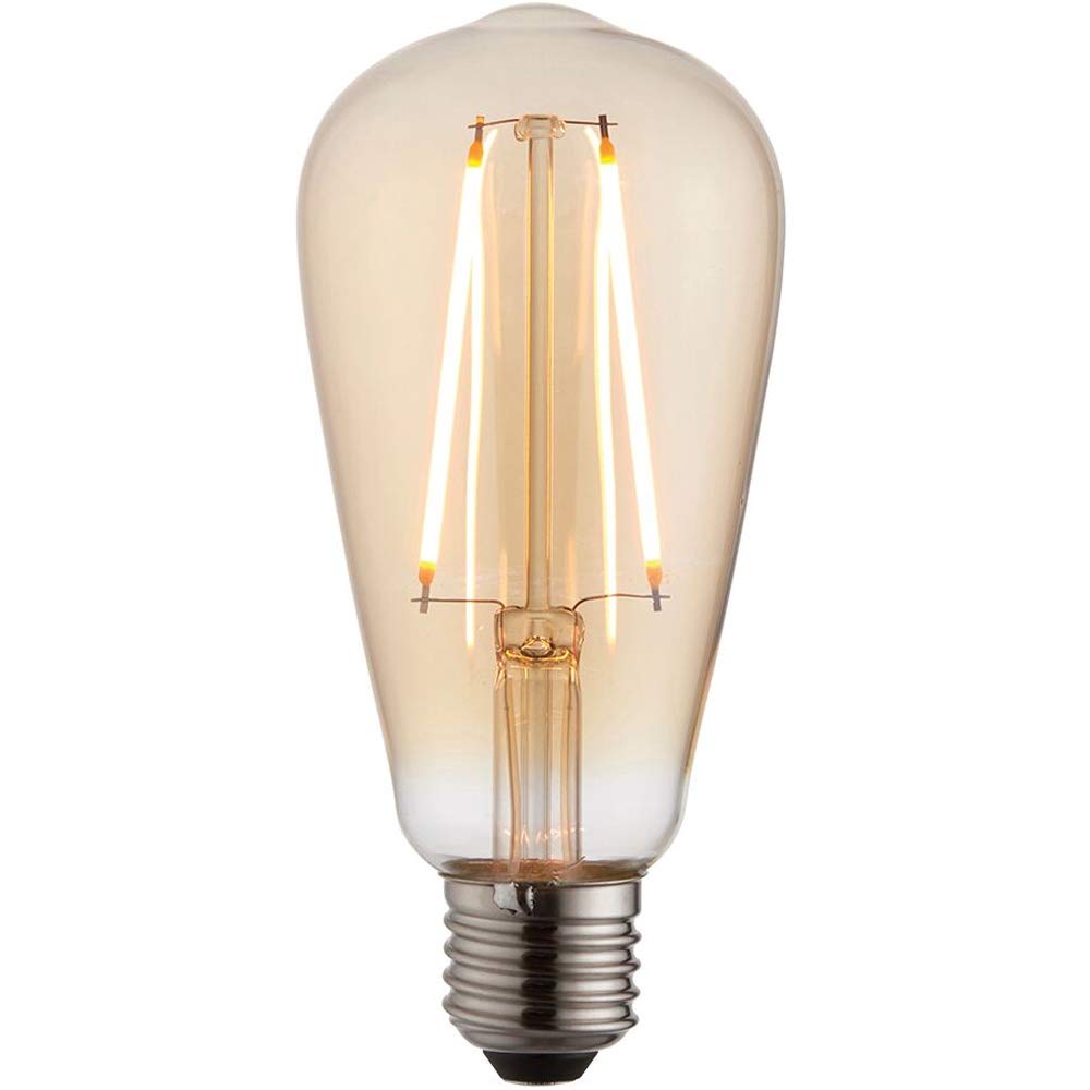 Loops Light/Amber/White Modern Led Filament Pear Shaped Bulb – 140Mm Tall Tinted Glass – E27 Edison Screw – 2W Warm | 210 Lumen | 2200K | Vintage Style Decorative Lamp – Energy Saving