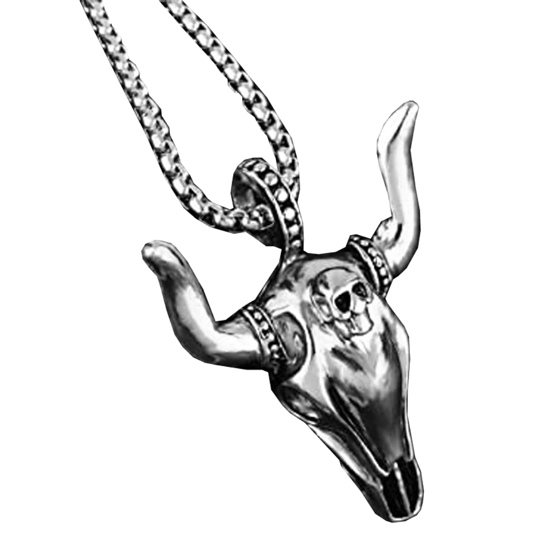 Designer Stainless Steel Bull Head Skull Silver Chain Pendant for Men and Boys Stainless Steel Silver Stainless Steel Pendant Necklace Chain for Men and Women-image-24