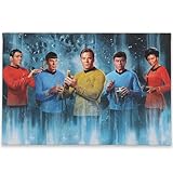 Open Road Brands Star Trek: The Original Series Characters Gallery Wrapped Canvas Wall Decor - Vintage Star Trek Wall Art for Home Decor