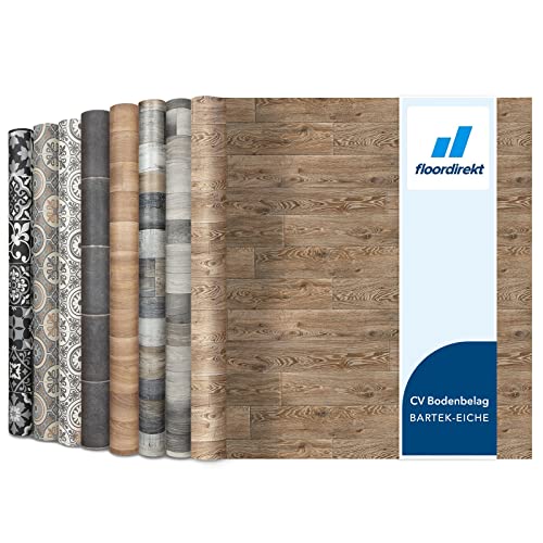 Revestimiento de suelo CV en imitación de madera, suelo de PVC, se vende por metros, antideslizante y fácil de limpiar, suelo de vinilo (200 x 200 cm, roble Bartek | Raymond 4)