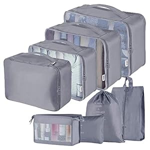 Travel Packing Cubes, Toifucos Multifunction 8pcs/set Travel Cubes Luggage Organiser Waterproof Travel Compression…