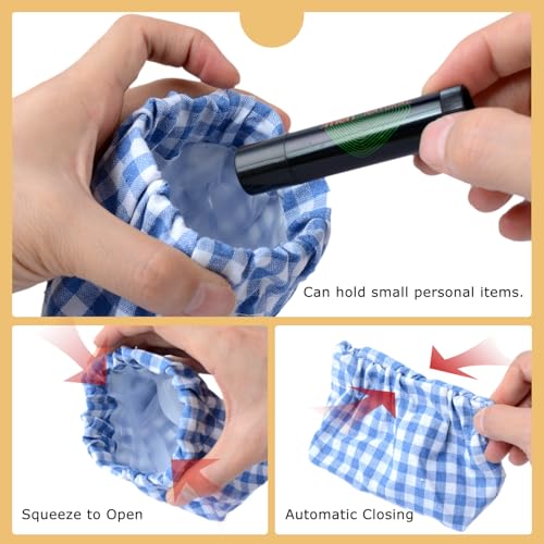 Small Pouch bags for purs 2pcs Mini Cosmetics Makeup Corduroy Storage Bag No Zipper Self-closing Accessories Organizer for Cosmetics Headphones Jewelry (Blue+black)4