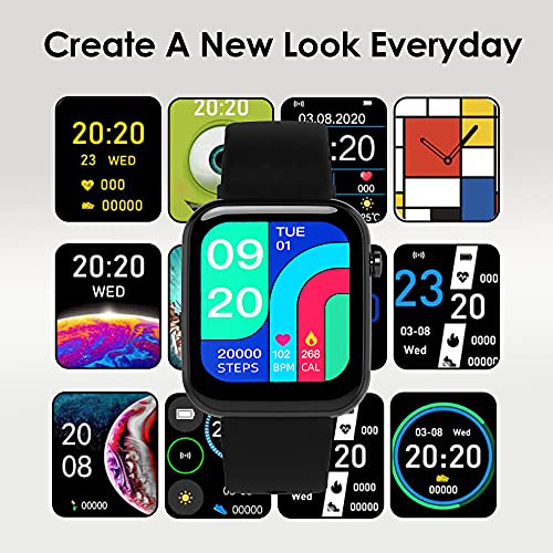 Image of Probus P15 Full Touch Smart Watch 1.69 inch Industry Leading Display With 7 Days Battery Life, IP67 Water Resistant ,Blood Oxygen and Heart Rate Monitor, Sleep & Step Tracker, Smart Notification And Multiple Watch Faces(Black)