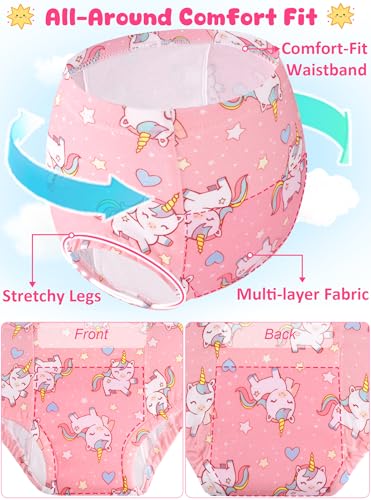 BliBliTaTa Girls Training Underwear Pants 4-Pack Potty Underpants Toilet Panties For Toddler Baby Cotton Absorbent Reusable Waterproof Leakproof 4t 5t Unicorn Mermaid Fish Scale
