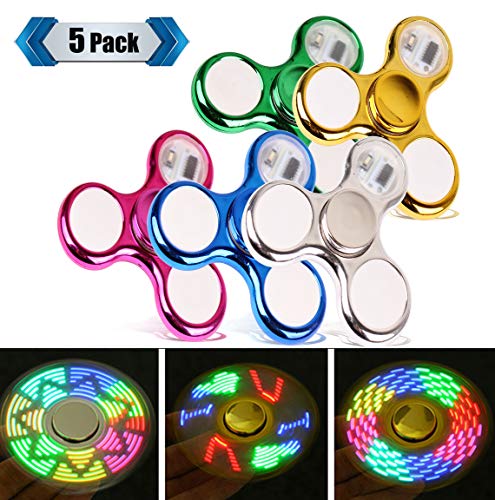 FIGROL LED Fidget Spinner, Clear Fidget Toy, Crystal Led Light Rainbow Toy Finger