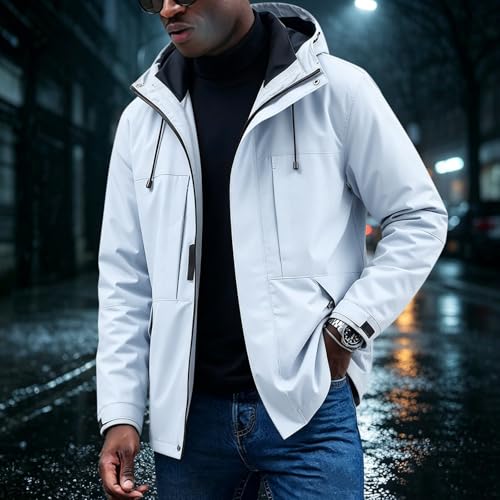 Chaqueta impermeable de mujer larga con capucha ajustable para senderismo 7