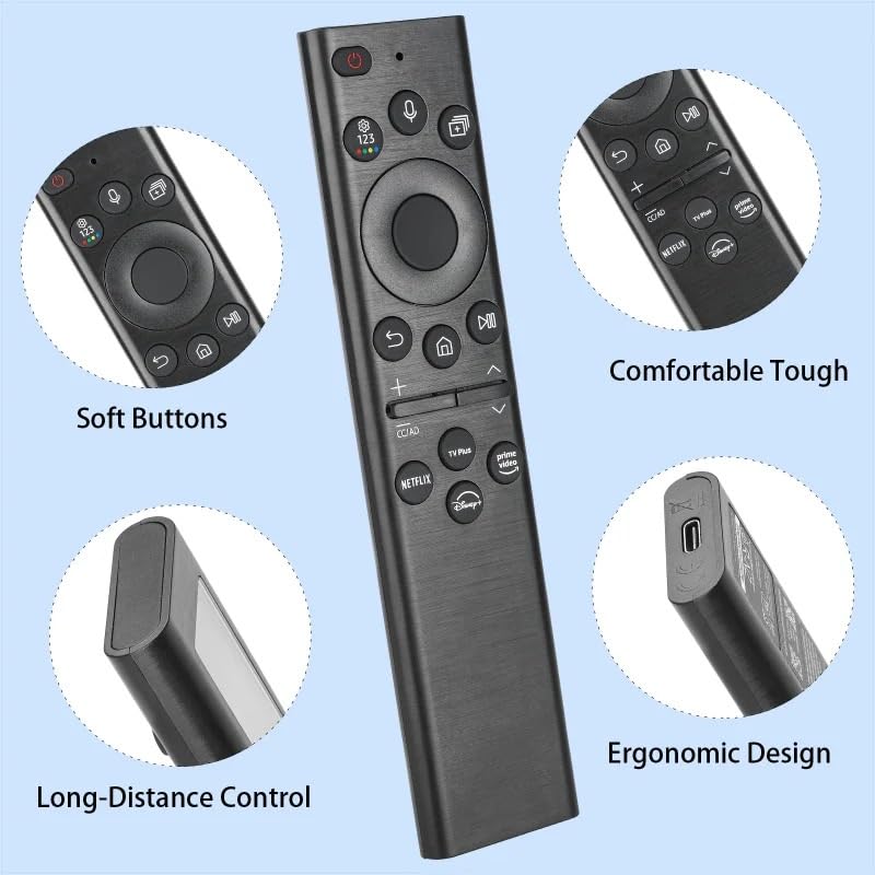 1pc BN59-01385A for Remplacement de télécommande vocale Solaire avec Boutons Netflix PrimeVideo, for Cadre Smart TV