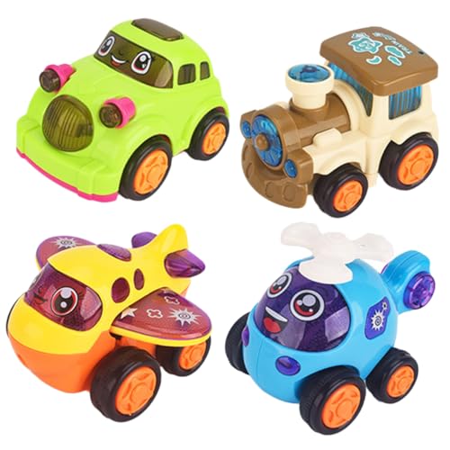 FUNOMOCYA 4 Stück Teiliges Tragbares Plastikspielzeug Auto Verschleißfestes Rückziehauto für Robustes Kinderspielzeug für Jungen und Mädchen Reiseauto zubehör Handliches Zufällige Farbe