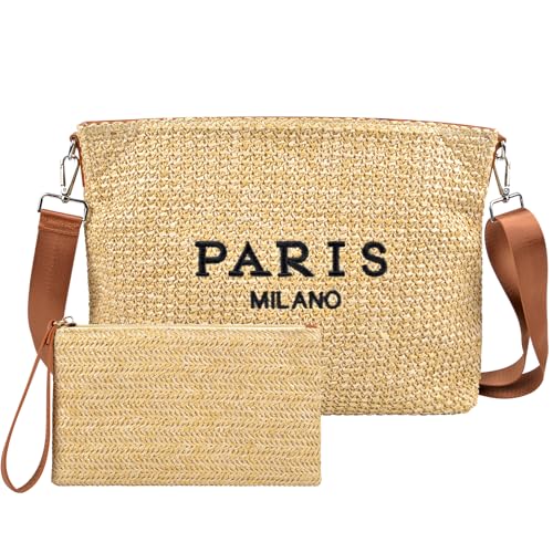 Bolso tote de paja para mujer miniatura 1