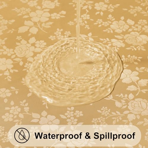 Image of Smiry Rectangle Table Cloth, Waterproof Heavy Duty Vinyl Tablecloths, Wipeable Washable Table Cover for Kitchen and Dining Room (Gold, 60 inch X 120 inch)