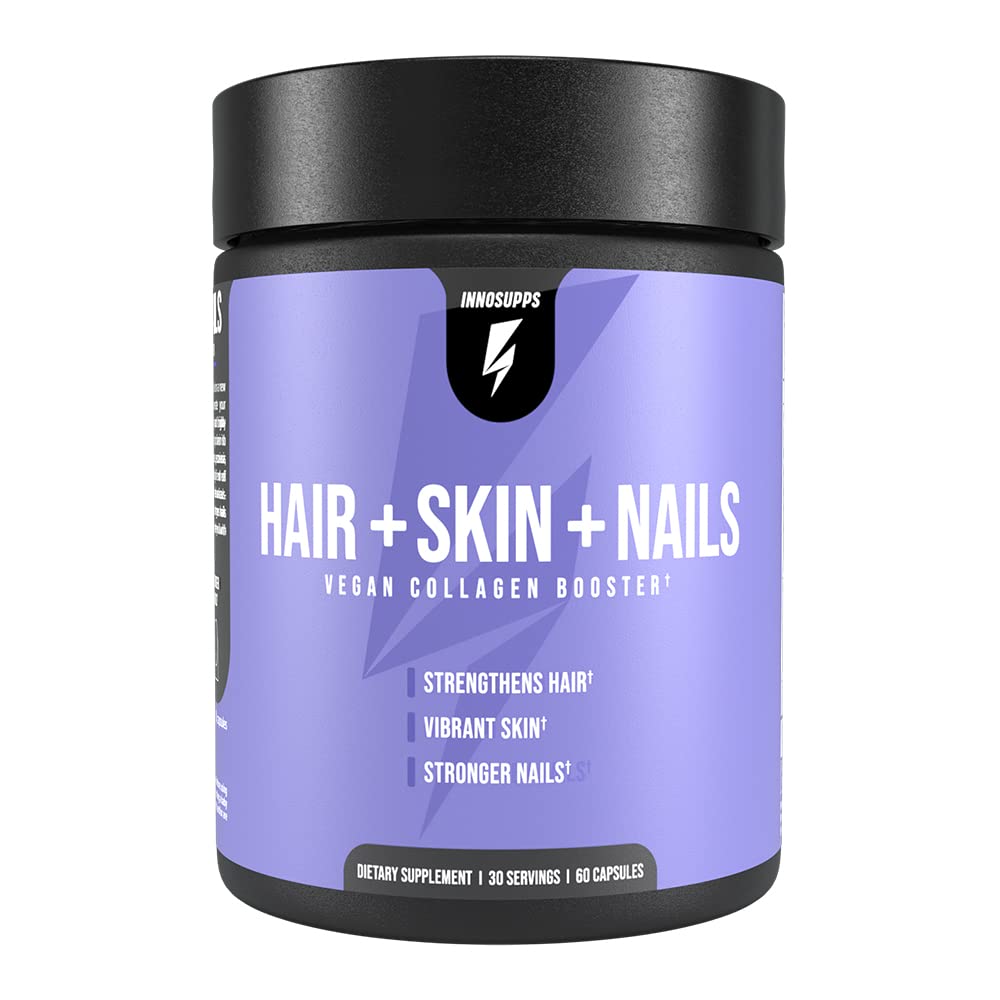 Hair + Skin + Nails | Vegan Collagen Booster | Biotin, Verbasnol, B12, Horsetail Herb Powder | 60 Capsules