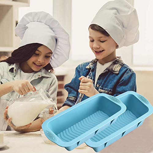 Loaf Pans For Baking Bread 8.5 X 4.5 Value 2 Pack Toast Oven Mold Silicone Food Grade Reusable Bakeware Pan Dishwasher For Kitchen Homemade Breads Cakes Meatloaf (Blue-2 Pack) #TOP5