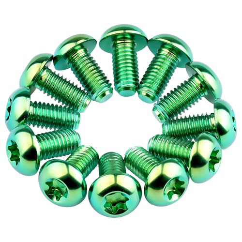 Image of 12Pcs Ti Titanium Bolts Torx M5x10 Bicycle Bike Disc Brake Cycle Rotor Screws Gr5 (Green)