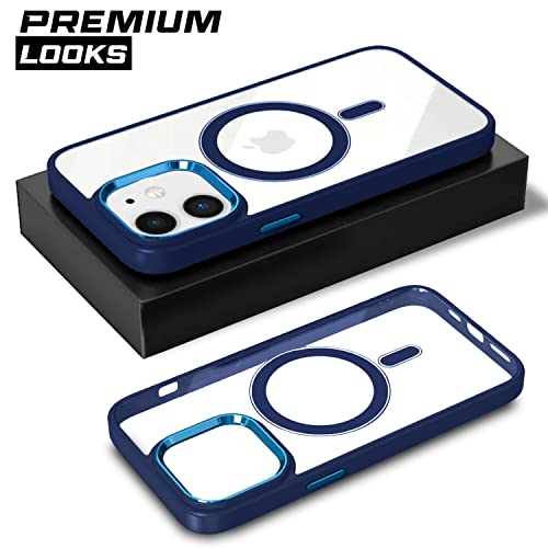 Image of Pikkme Back Cover | Support Mag-Safe Wireless Magnetic Charging | Hybrid Crystal Clear Transparent Case for iPhone 11 [TPU + Polycarbonate] (Blue)
