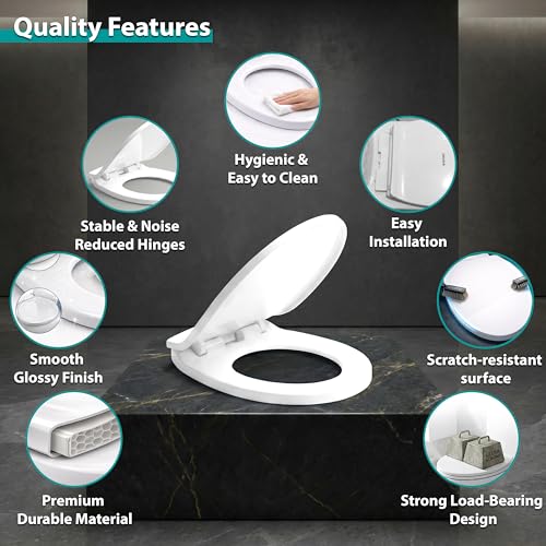 Image of Wassmist Toilet Seat Cover Set (Soft Close) Durable Toilet Seat Cover | Fits Most Standard EWC Commodes | Premium Finish