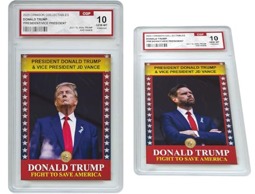 Trump Collectible – 3D Donald Trump & JD Vance Trading Card – Gem Mint Graded Collectible Memorabilia – Political History Gift for Men & Women