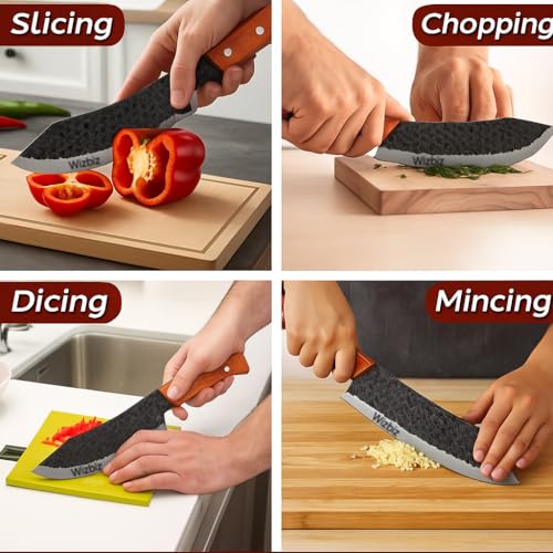 Image of Wizbiz 7 Inch Blade Meat Cleaver Knife for Kitchen Heavy Duty Meat Knife Butcher Cleaver Chopper for Cutting Mutton, Chicken, Bones Vegetable - Kitchen Cutting Tool
