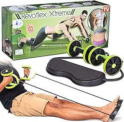 KIT MUSCULAÇÃO FITNESS COMPLETO ACADEMIA EM CASA REVOFLEX ELASTICO RODA ABDOMINAL EXTENSOR PARA BRAÇOS E PERNAS EMAGRACEDOR