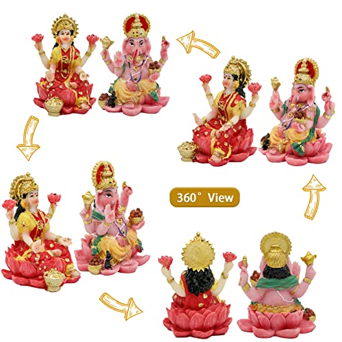 Estatua de Dios Hindú Ganesha y Lakshmi 2.5 pulg miniatura 4