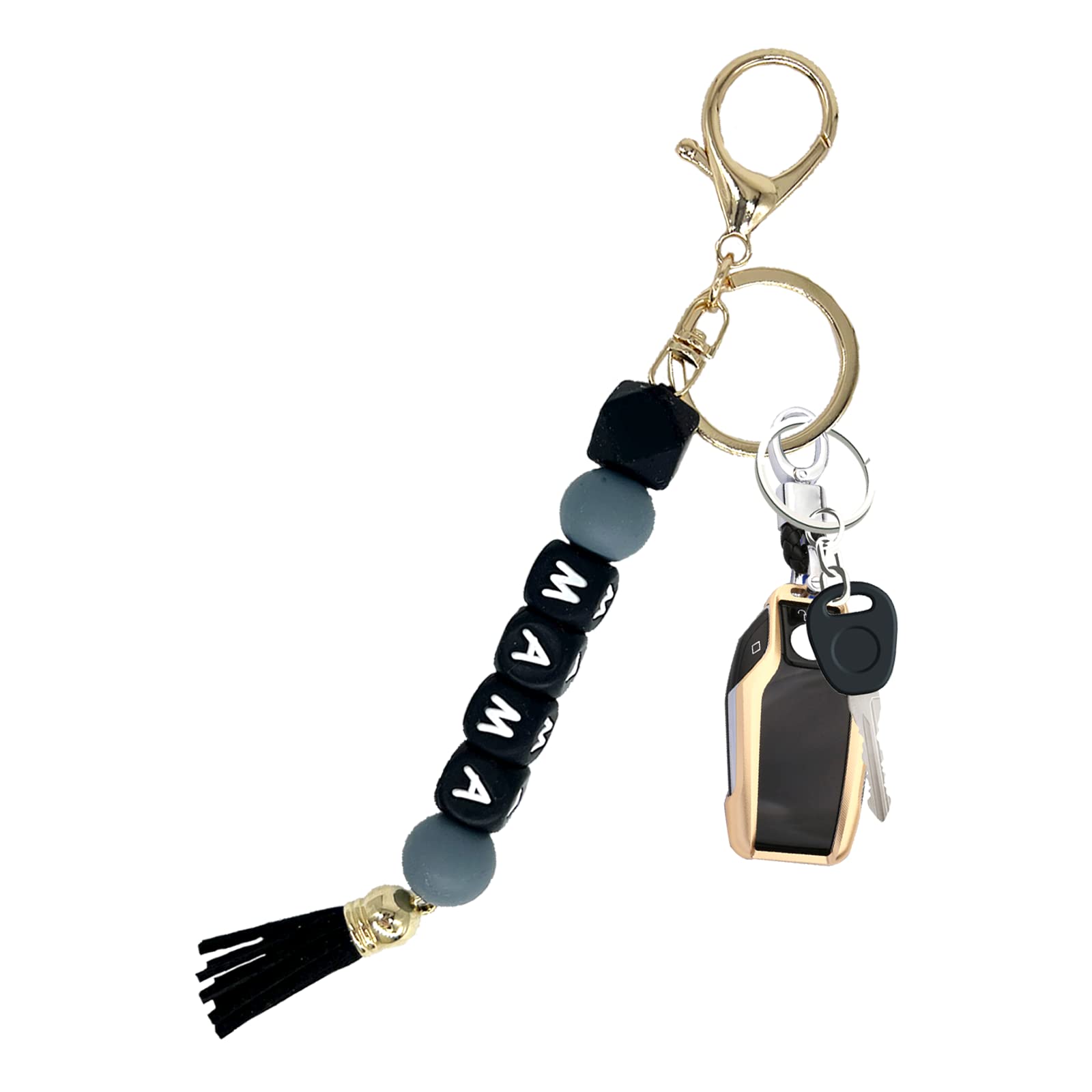 PAKASEBOXES MAMA Silicone Beaded Keychain, Key Chains for Car Keys Women, Bag Pendant as Christmas Gift for Mom & Auntie