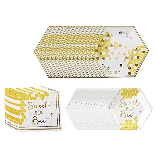 Kate Aspen Sweet As Can Bee Paper Plates Napkins 16pcs 7 inch 16pcs 9 inch Heavy Duty Disposable Party Plates 30pcs 65 inch