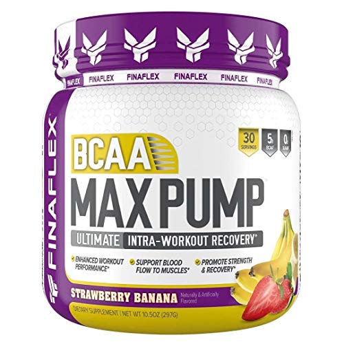 BCAA Max Pump, 30 Servings, Branched Chain Amino Acids Plus Pump, Increase Strength, Endurance, and Blood Flow to Muscles, Extend Workouts, Pre Intra Post Workout (Strawberry Banana Smoothie)