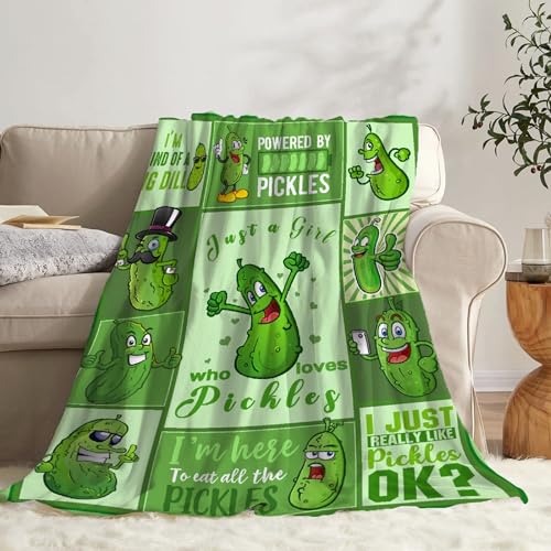Todeyya Just a Girl who Loves Pickles Blanket Gifts for Girls Boys ?Super Soft Flannel Fleece Blanket, Lightweight Microfiber Cozy Plush Blanket for Couch XL 120x90 in for Family