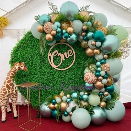 Image of PartyWoo Metallic Green Balloons 100pcs Different Sizes of 18 12 10 5 Inch Chrome Green Latex Balloons for Graduation Jungle Dinosaur Forest Baby Shower Birthday Party Decorations Green-G103