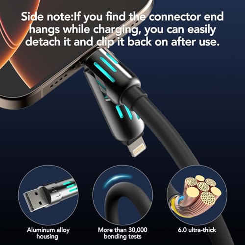 Image of MFish 2-Pack 240W 4-in-1 Multi Charging Cable, Black+Grey, 6.6FT