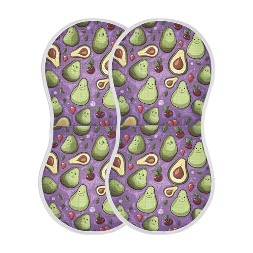 xigua Cartoon Avocado Baby Burp Cloths for Newborn Boys and Girls 2 Pack, Soft & Absorbent Cotton Baby Burp Cloth, Baby Washcloths, Newborn Towel, Burp Rags2