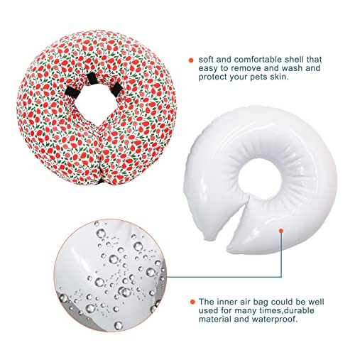 Image of Protective Inflatable Collar for Dogs and Cats - Soft Pet Recovery Collar Does Not Block Vision, Prevents Pets from Touching Stitches, Wounds and Rashes (Floral - 1, Neck 13 inch - 17 inch)