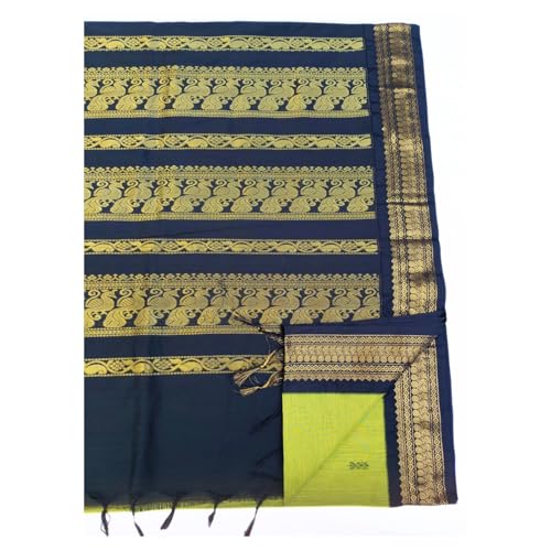 Image of Pure Kalyani Cotton Saree | Zari Border & Blouse Piece - Lata Gadwal Design | Traditional Saree