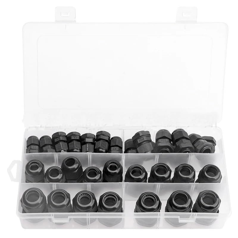 38 Pcs Waterproof Cable Glands for Cable Entry IP68 PG7 PG9 PG13.5 PG21 Cable Lock Connector Black