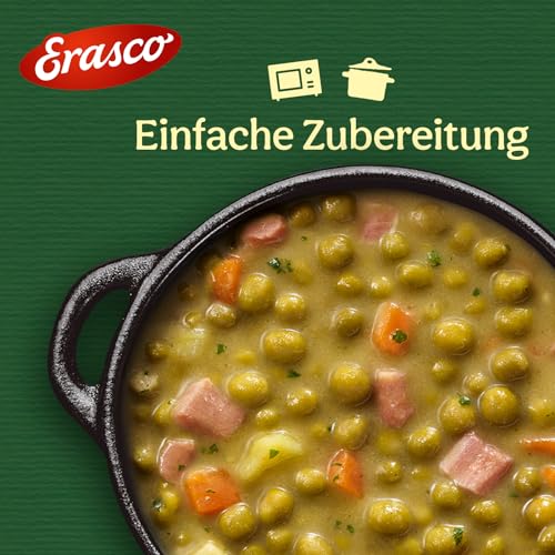 ERASCO Erbsen-Eintopf mit Schweinefleisch (1 x 400g), In rund 5 Minuten fertig – Mit erntereifem Gemüse – Ohne Schnickschnack – Einfach lecker