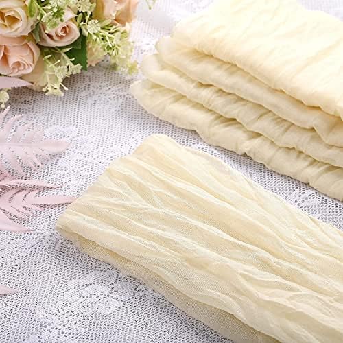 Dloapesy Cheesecloth Gauze Napkins with Wrinkled, Set of 6, Weddings Decorative Napkins, Dinner Parties, Everyday use, Hand Dyed Napkins (Beige, 50cm*50cm)