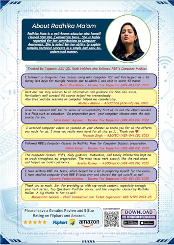 Image of Computer Awareness Book for SSC CGL, CHSL, RRB NTPC, Delhi Police & UP Exams 2026-27 | Complete Theory, Chapter-wise PYQs & Practice Sets | English Edition | Shubham Sir, Radhika Mam, RBE.