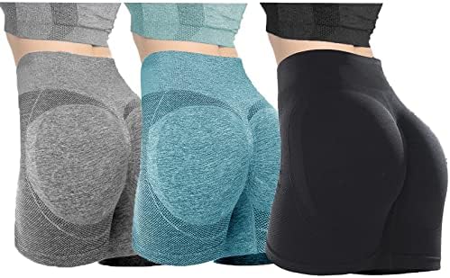ZIMAOSHAN 3 Piece Womens Butt Lifting Shorts,High Waist Seamless Scrunch,Biking Yoga Running Gym Workout shourt