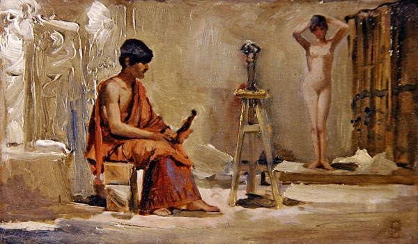 Impression Sur Toile haut de gamme Edwin Longsden Long le modèle de l'artiste pour grand salon