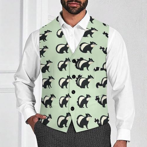 Skunk Men's Suit Vests Business Formal Dress Vest V-Neck Waistcoat for Wedding Casual2