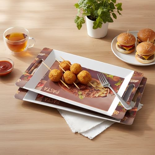 Image of U.P.C Tray Set for Serving Snacks, Multi-Use Nashta Plate & Kitchen's Tea Tray, Perfect Tray Sets for Hosting Guests at Home, Serving Tray Set of 2, Trays for Kitchen. (ROY31)