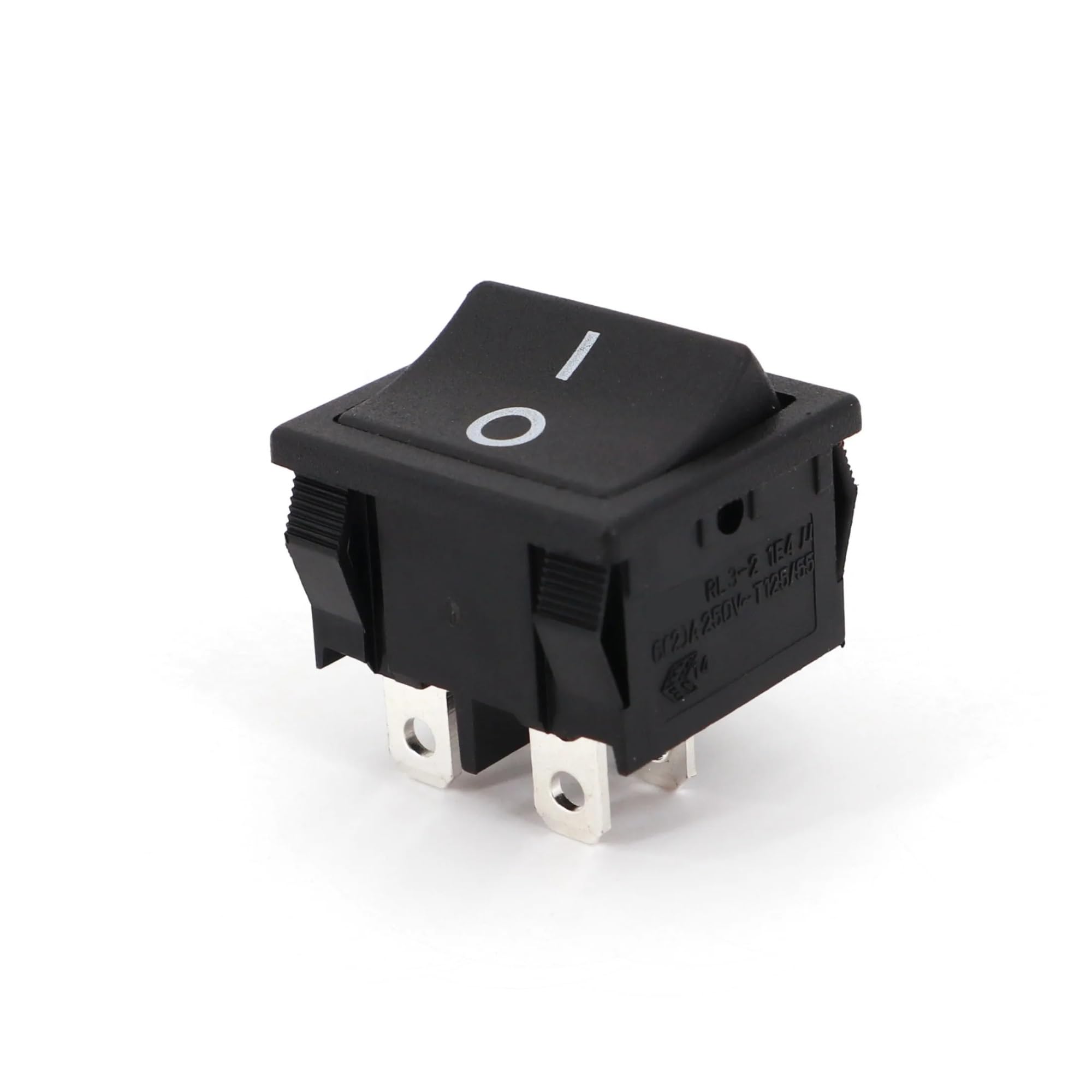 10 interruptores basculantes mini DPST de 21 x 24 mm, RL3-2, 4 pines, encendido y apagado, 2 posiciones, 10 A/125 V CA
